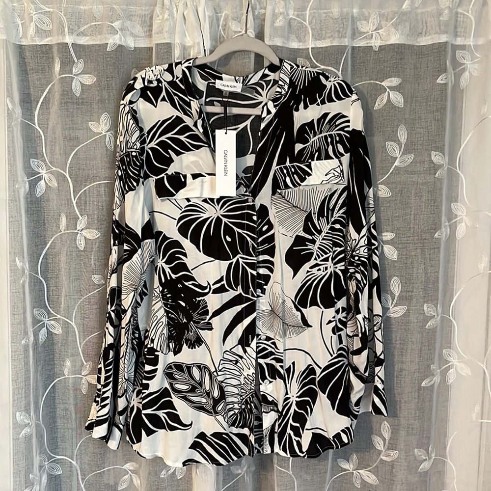 New Calvin Klein tropical print blouse